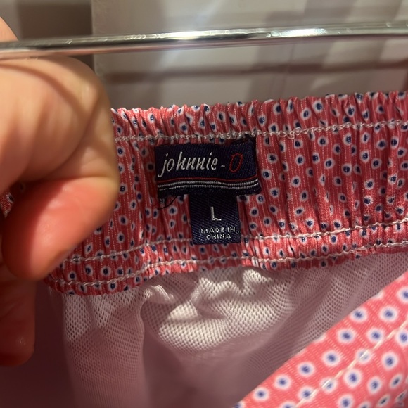 Johnnie-O 7” Pink and Blue Drawstring Swim Trunks Large - Picture 5 of 7